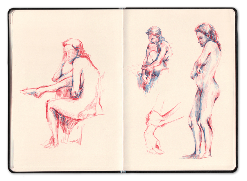 croquis de modèle vivant au crayon par Marie-Ange Rousseau